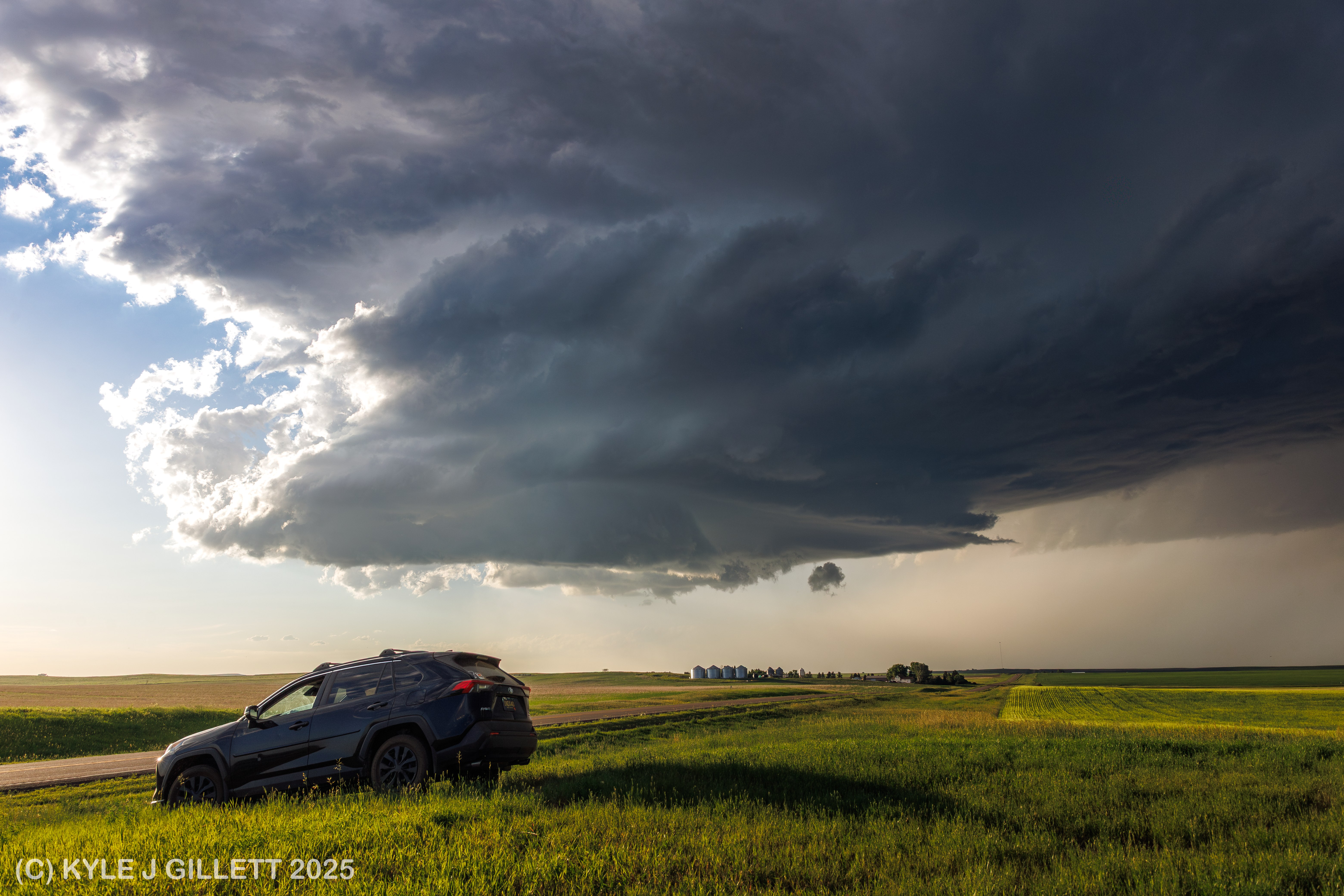 The weakening supercell north of Mott, North Dakota.